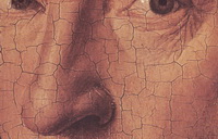 Кракелюры маляной живописи (деталь портрета, Ян ван Эйк)
