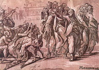 Христос исцеляет десять прокаженных (Н. Вичентино, 1525 г.)